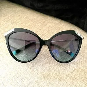 NWOT Tiffany & Co. Black and Blue Wheat Leaf Cat-Eye Sunglasses Tiffany TF4089B Cat Eye Sunglasses For Women main image 4